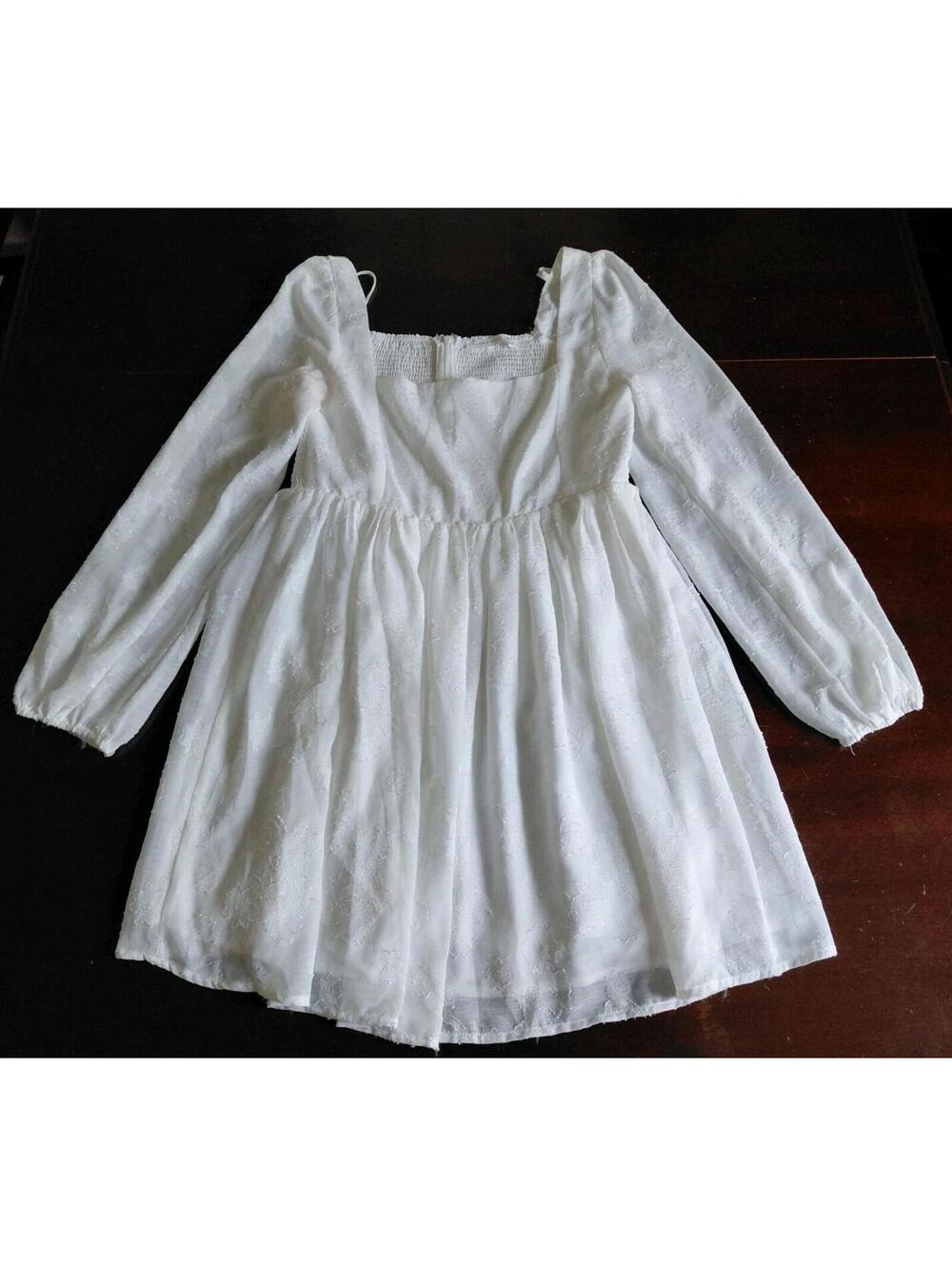 Altard State White Milkmaid Mini Dress Small Cottagecore Embroidered Long Sleeve